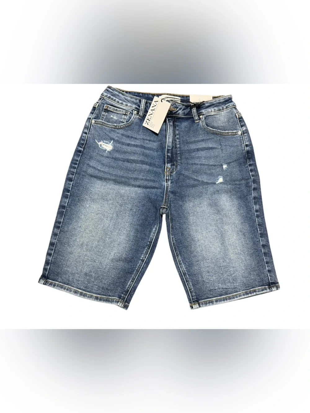 Zenana Bermuda High Waist Denim Shorts NWT